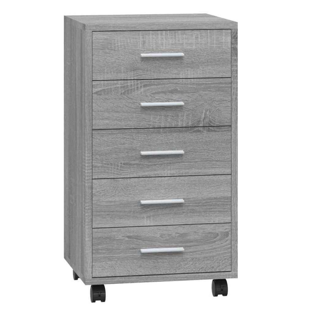 vidaXL Drawer Cabinet with Castors Grey Sonoma Engineered Wood 2