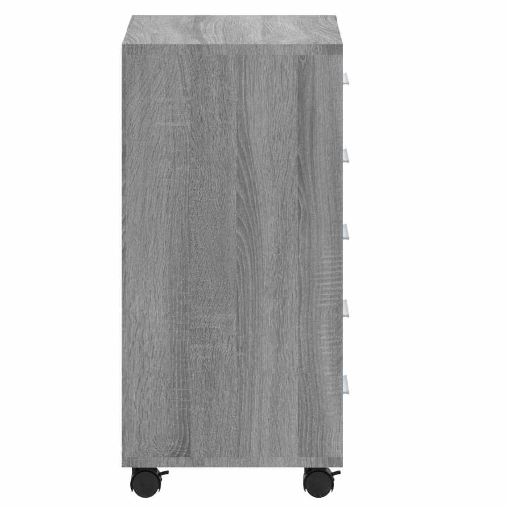 vidaXL Drawer Cabinet with Castors Grey Sonoma Engineered Wood 5