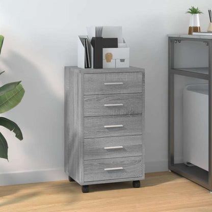 vidaXL Drawer Cabinet with Castors Grey Sonoma Engineered Wood 1