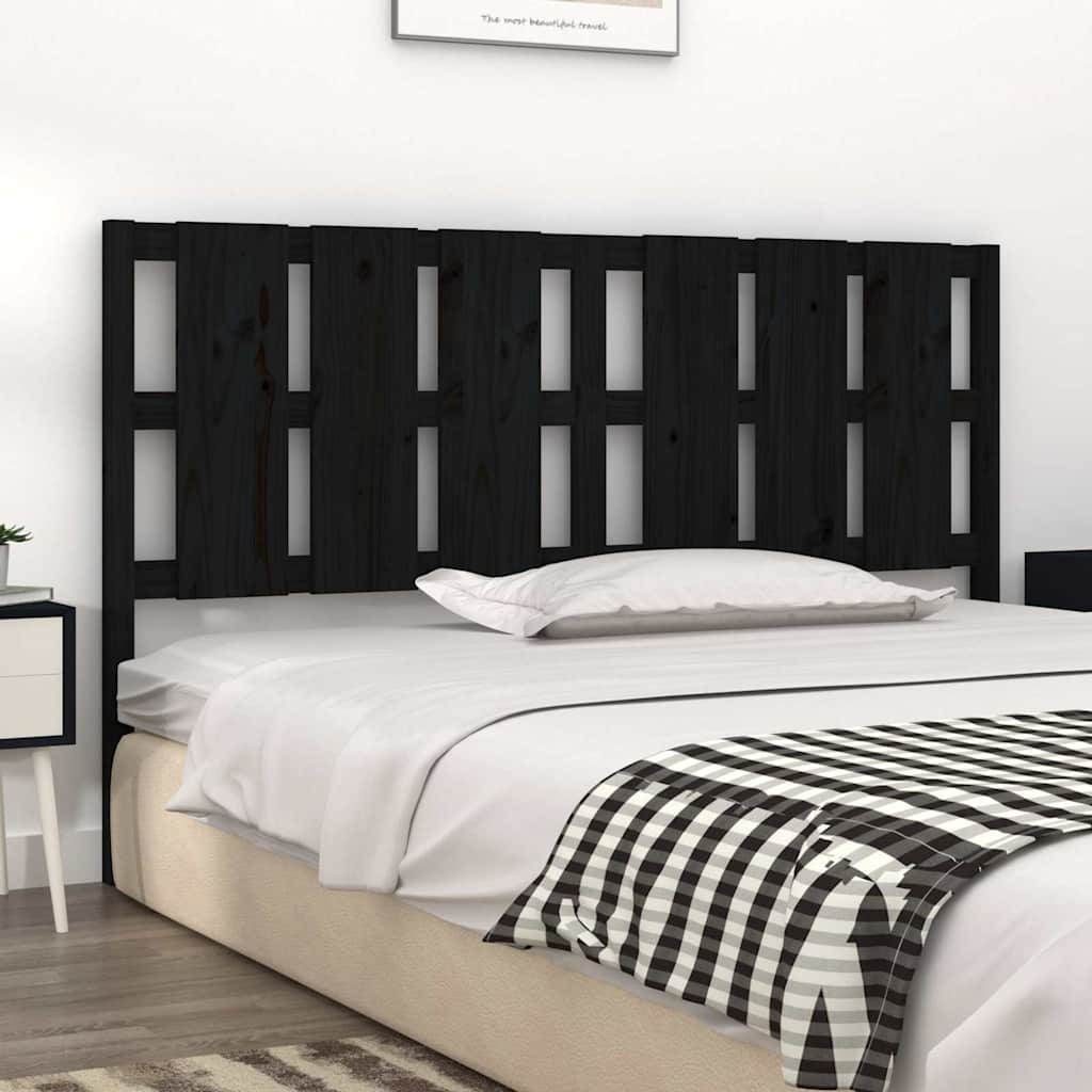 vidaXL Bed Headboard | Black | Solid Pine Wood | Standard Headboard 3