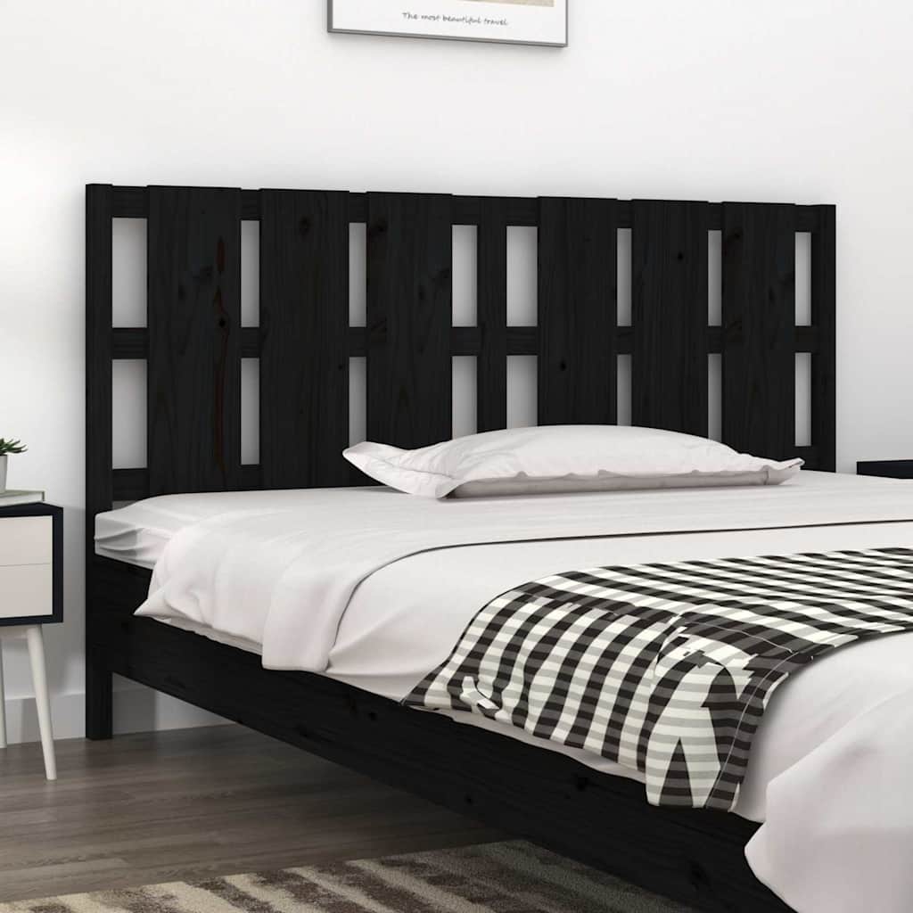 vidaXL Bed Headboard | Black | Solid Pine Wood | Standard Headboard 1