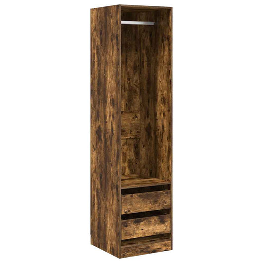 vidaXL Wardrobe with Drawers Smoked Oak 50x50x200 cm Engineered Wood 2
