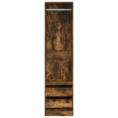 vidaXL Wardrobe with Drawers Smoked Oak 50x50x200 cm Engineered Wood 4