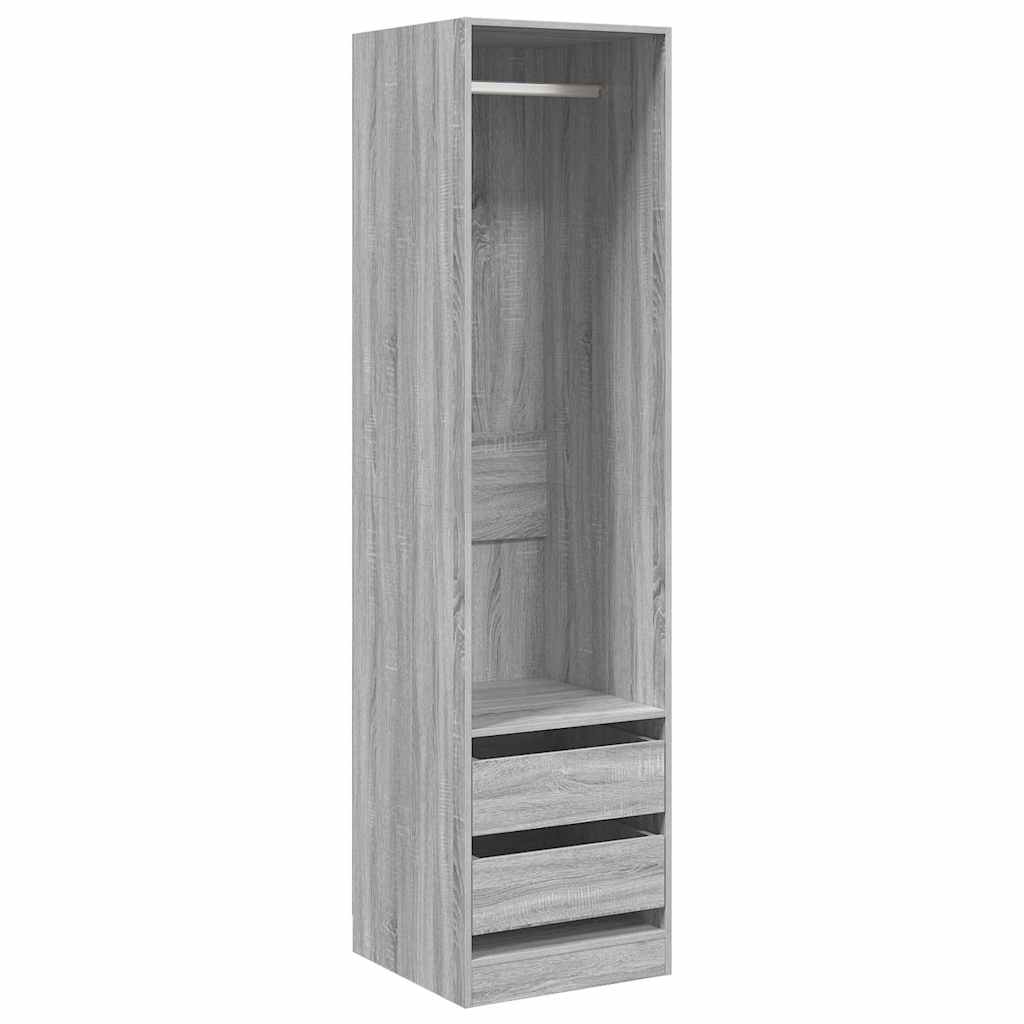vidaXL Wardrobe with Drawers Grey Sonoma 50x50x200 cm Engineered Wood 2