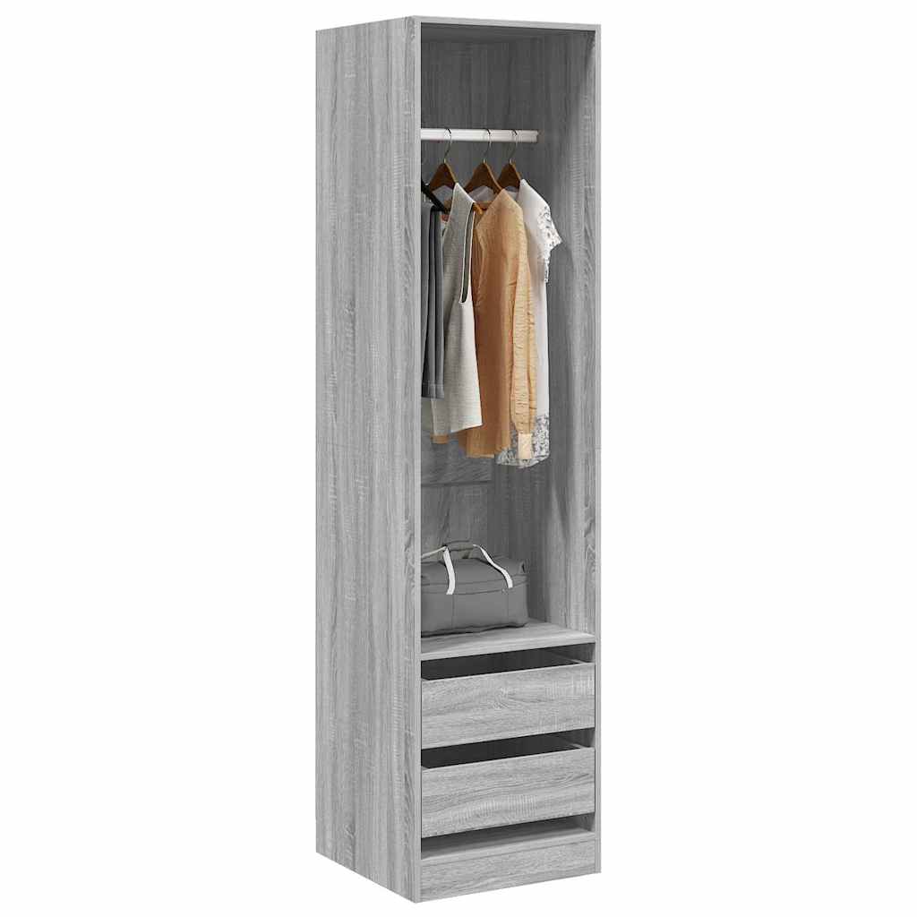 vidaXL Wardrobe with Drawers Grey Sonoma 50x50x200 cm Engineered Wood 3