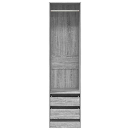 vidaXL Wardrobe with Drawers Grey Sonoma 50x50x200 cm Engineered Wood 4