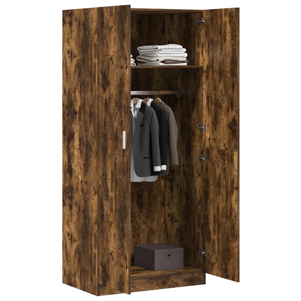 vidaXL Wardrobe Smoked Oak 80x50x180 cm Engineered Wood 4