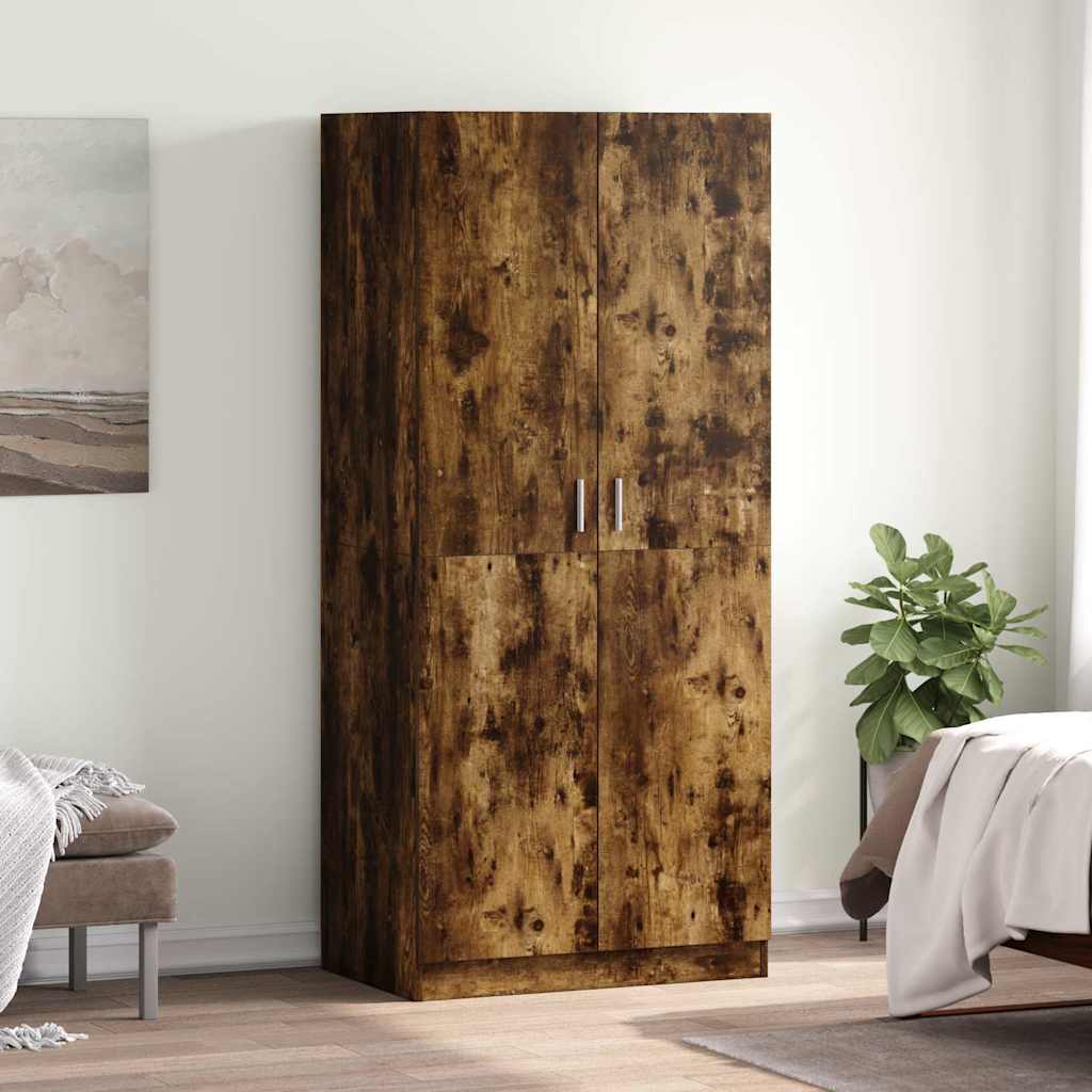 vidaXL Wardrobe Smoked Oak 80x50x180 cm Engineered Wood 1