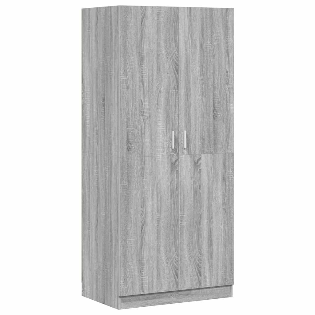 vidaXL Wardrobe Grey Sonoma 80x50x180 cm Engineered Wood 2