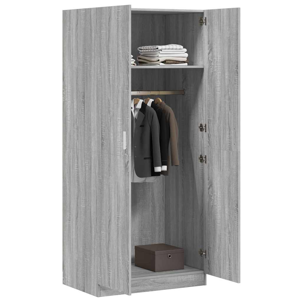 vidaXL Wardrobe Grey Sonoma 80x50x180 cm Engineered Wood 4