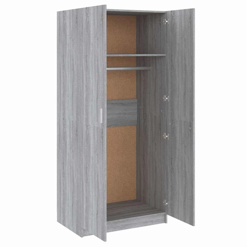 vidaXL Wardrobe Grey Sonoma 80x50x180 cm Engineered Wood 5