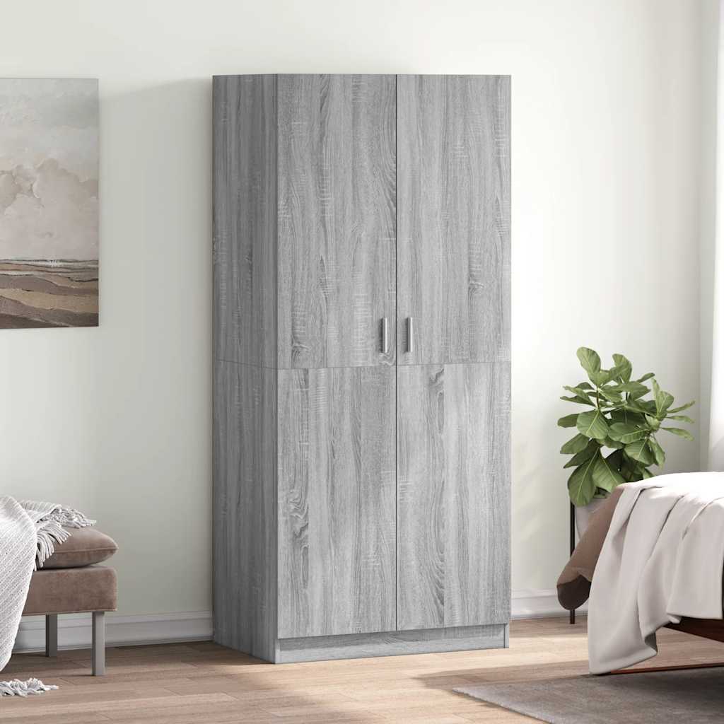 vidaXL Wardrobe Grey Sonoma 80x50x180 cm Engineered Wood 1
