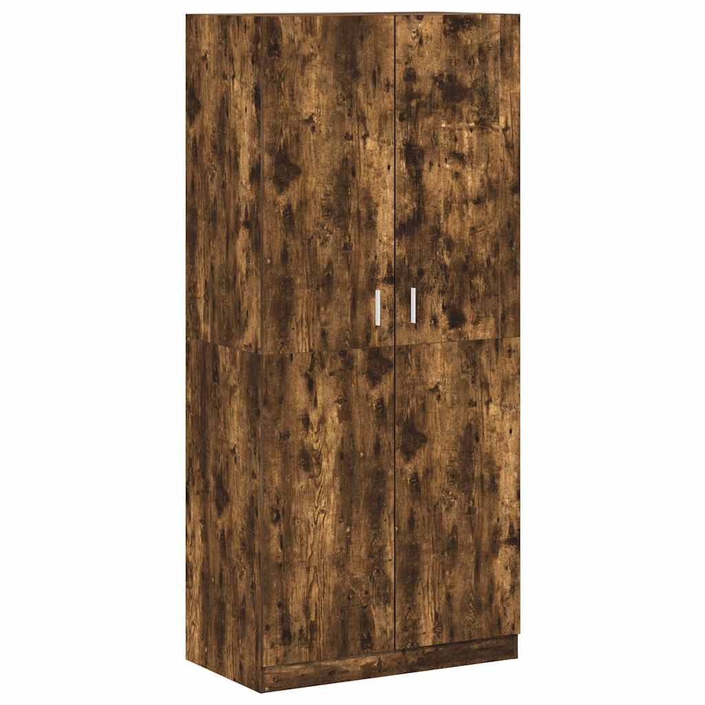 vidaXL Wardrobe Smoked Oak 90x50x200 cm Engineered Wood 2