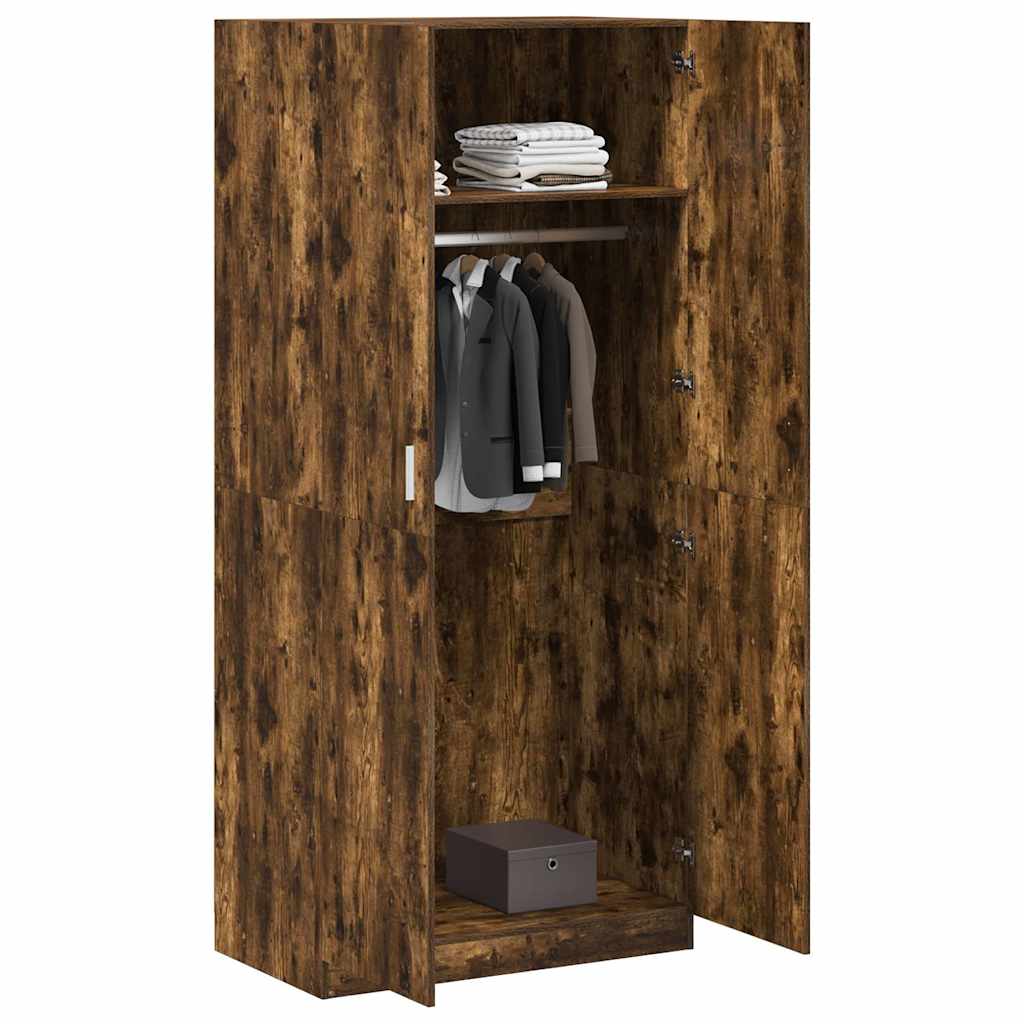 vidaXL Wardrobe Smoked Oak 90x50x200 cm Engineered Wood 4