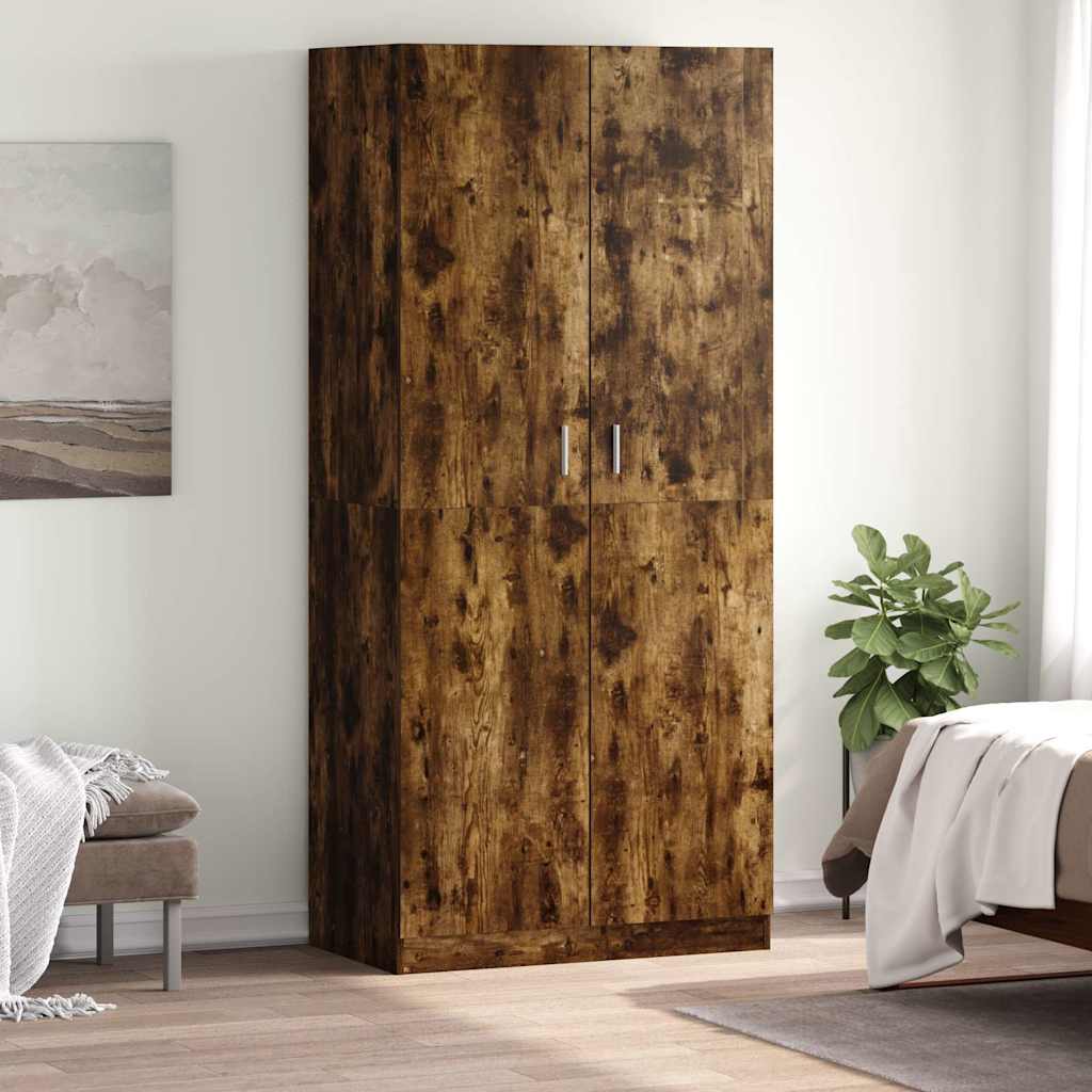 vidaXL Wardrobe Smoked Oak 90x50x200 cm Engineered Wood 1