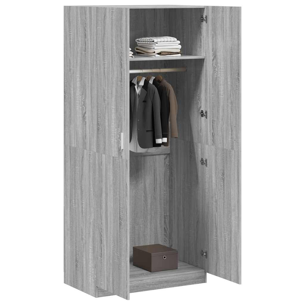 vidaXL Wardrobe Grey Sonoma 90x50x200 cm Engineered Wood 4