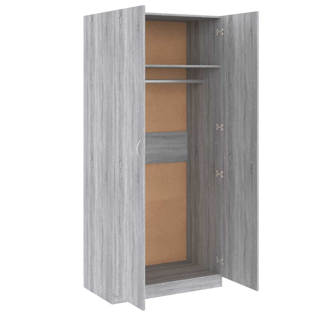 vidaXL Wardrobe Grey Sonoma 90x50x200 cm Engineered Wood 6