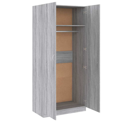 vidaXL Wardrobe Grey Sonoma 90x50x200 cm Engineered Wood 6