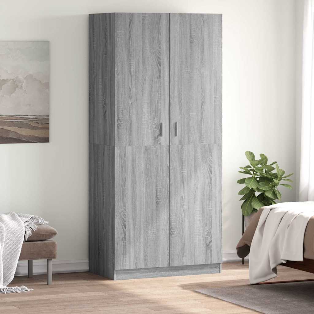 vidaXL Wardrobe Grey Sonoma 90x50x200 cm Engineered Wood 1