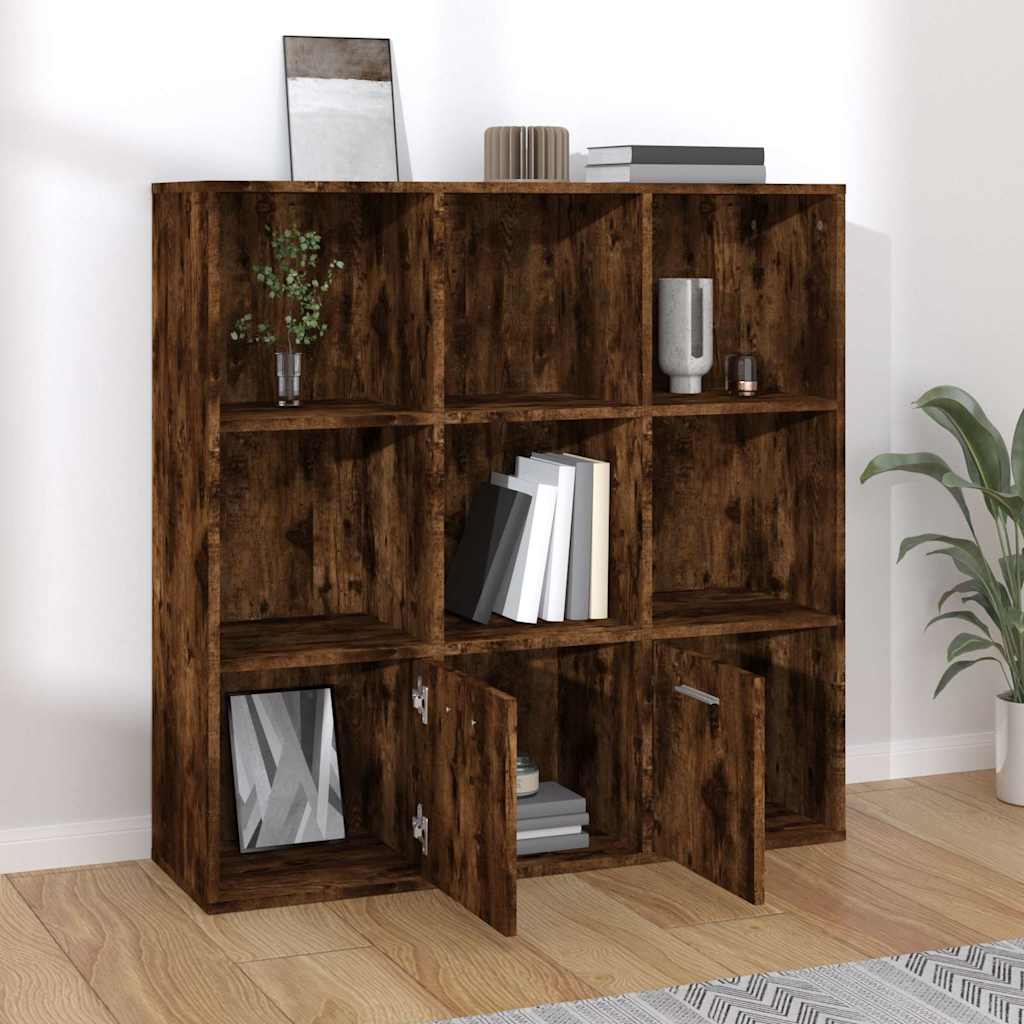 815447 vidaXL Book Cabinet Smoked Oak 98x30x98 cm 3