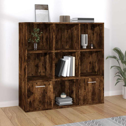 815447 vidaXL Book Cabinet Smoked Oak 98x30x98 cm 1