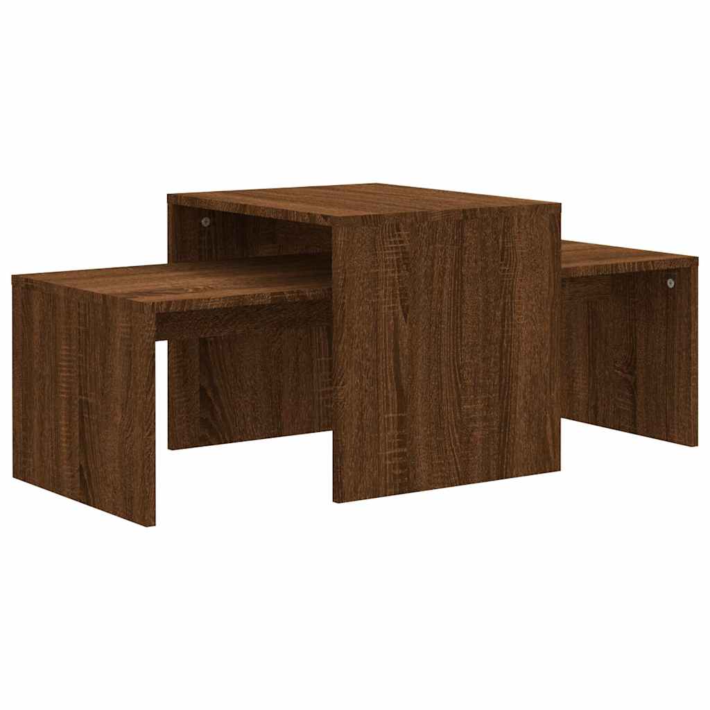 vidaXL Coffee Table Set Brown Oak 100x48x40 cm Engineered Wood 2
