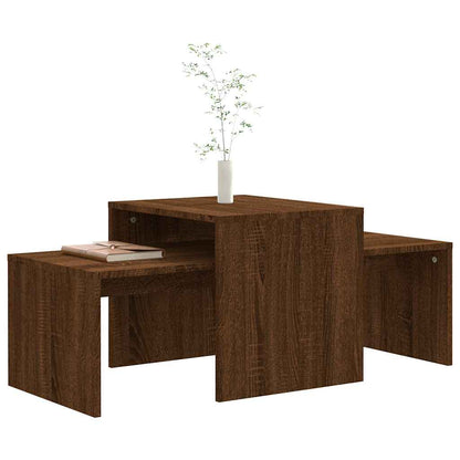 vidaXL Coffee Table Set Brown Oak 100x48x40 cm Engineered Wood 3