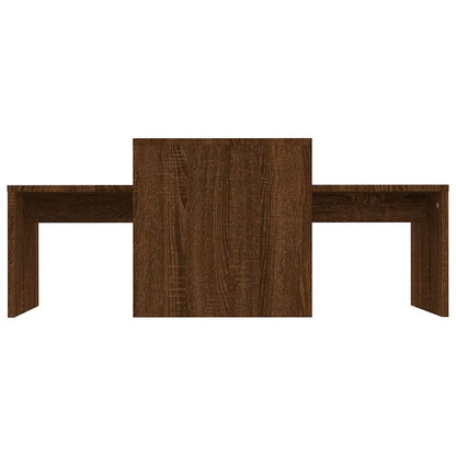 vidaXL Coffee Table Set Brown Oak 100x48x40 cm Engineered Wood 4