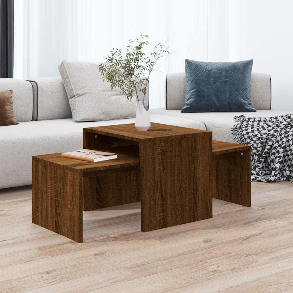 vidaXL Coffee Table Set Brown Oak 100x48x40 cm Engineered Wood 1