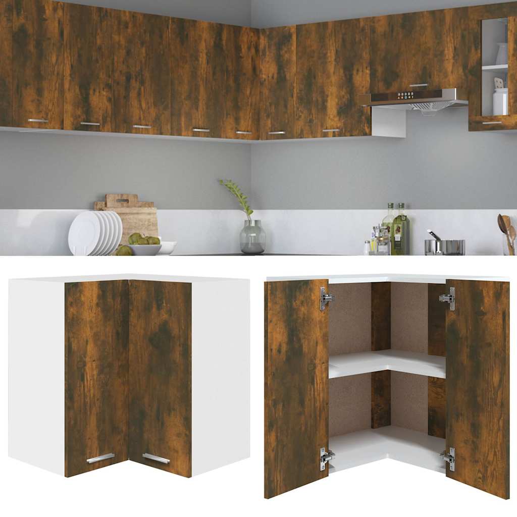 vidaXL Hanging Corner Cabinet Lyon Smoked Oak 57x57x60 cm Engineered Wood 1
