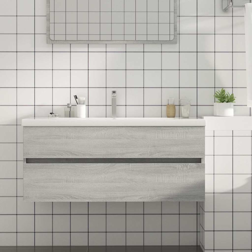 vidaXL Sink Cabinet Grey Sonoma 100x38.5x45 cm Engineered Wood 1