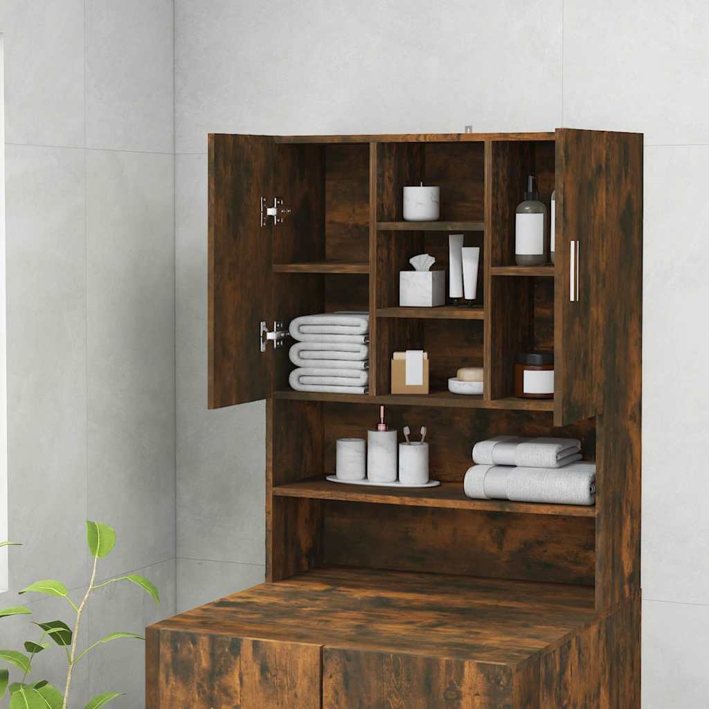 vidaXL Washing Machine Cabinet Smoked Oak 70.5x25.5x90 cm 3