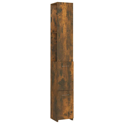 vidaXL Bathroom Cabinet Smoked Oak 25x26.5x170 cm Engineered Wood 2