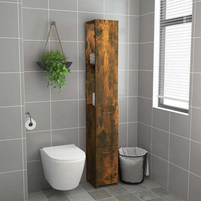 vidaXL Bathroom Cabinet Smoked Oak 25x26.5x170 cm Engineered Wood 3