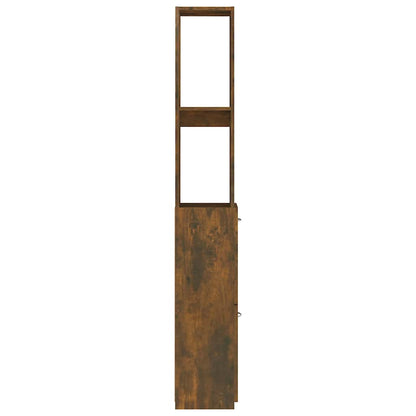 vidaXL Bathroom Cabinet Smoked Oak 25x26.5x170 cm Engineered Wood 6