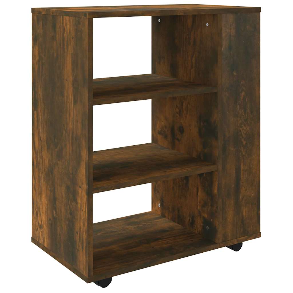 vidaXL Rolling Cabinet Smoked Oak 60x35x75 cm Engineered Wood 2