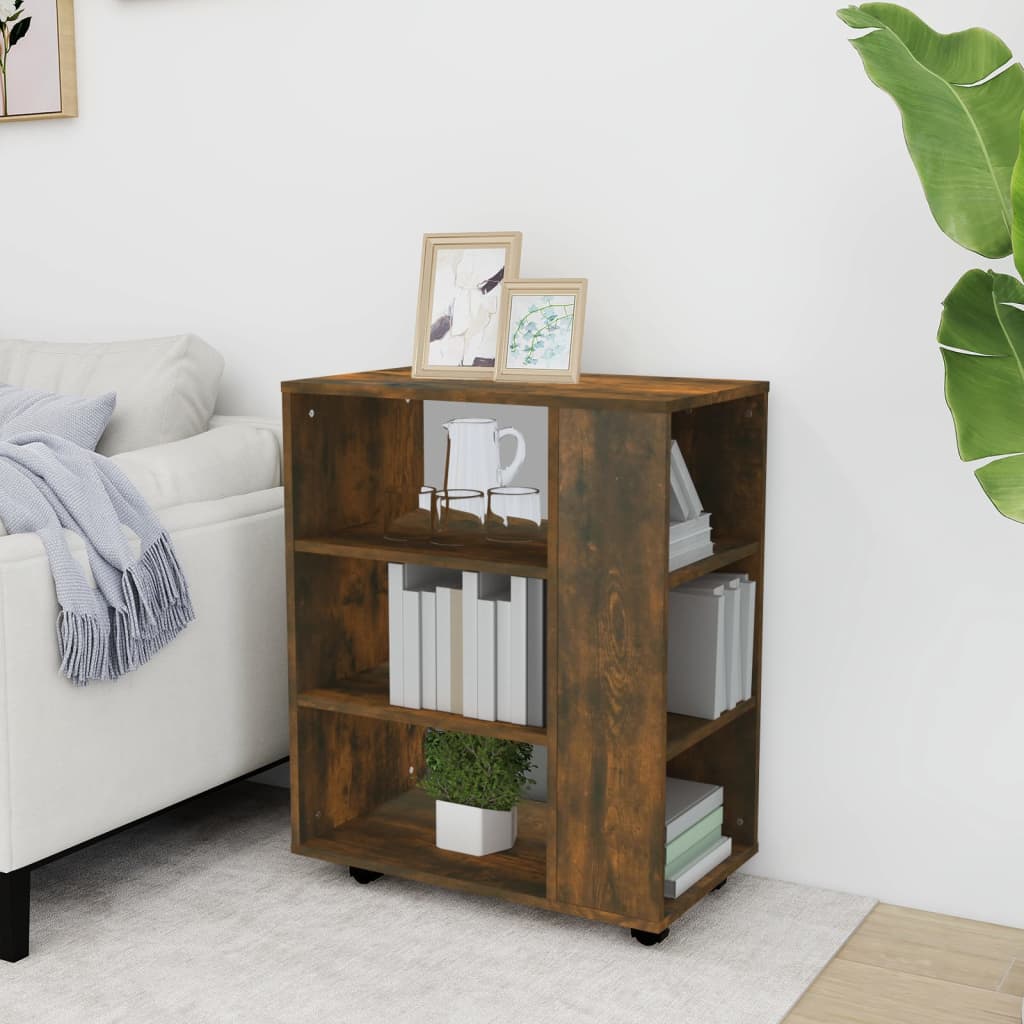 vidaXL Rolling Cabinet Smoked Oak 60x35x75 cm Engineered Wood 3