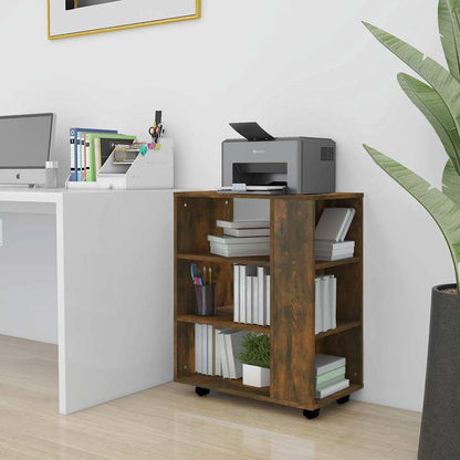 vidaXL Rolling Cabinet Smoked Oak 60x35x75 cm Engineered Wood 1
