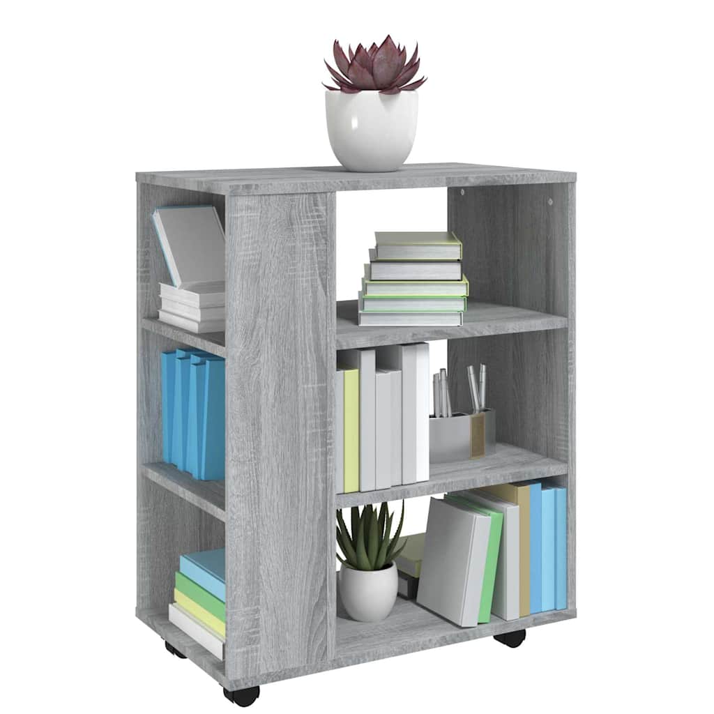 vidaXL Rolling Cabinet Grey Sonoma 60x35x75 cm Engineered Wood 5