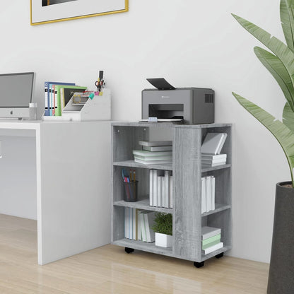 vidaXL Rolling Cabinet Grey Sonoma 60x35x75 cm Engineered Wood 1