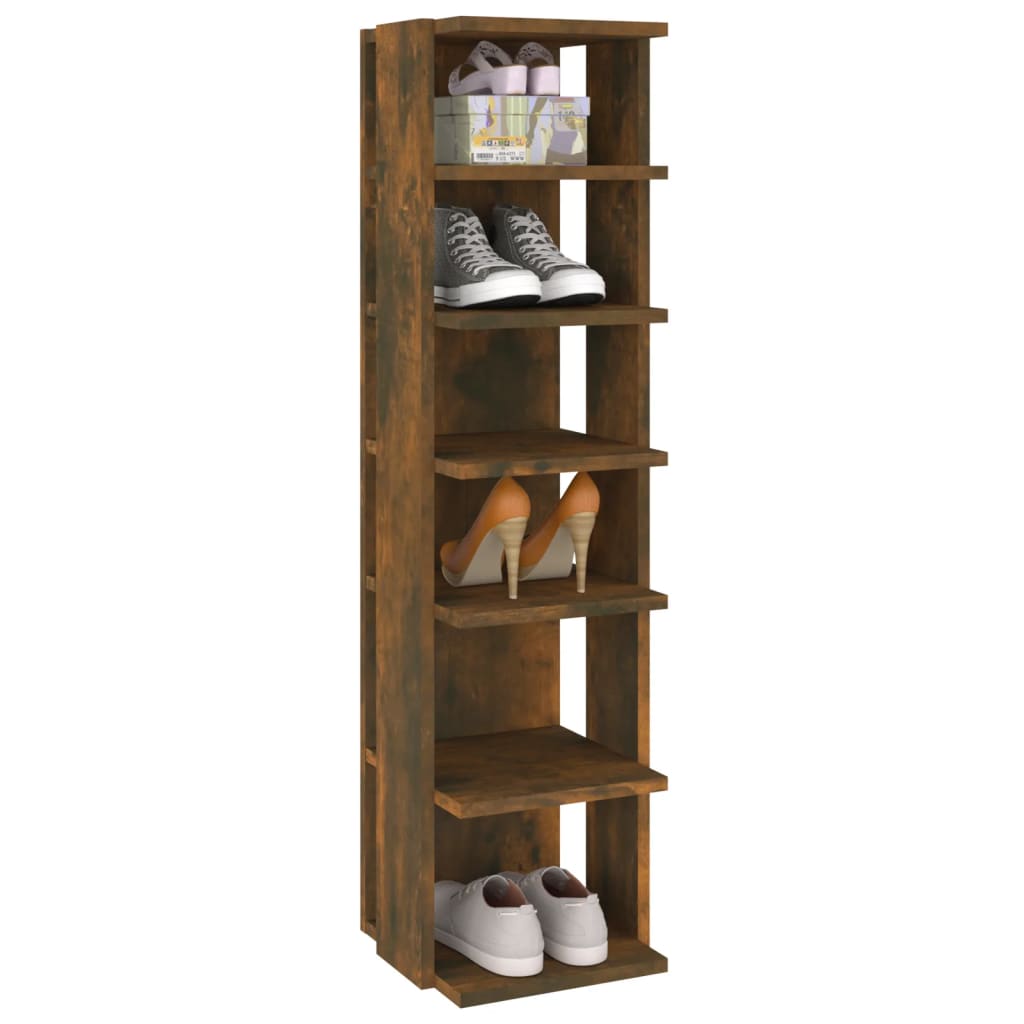 vidaXL Shoe Rack Smoked Oak 27.5x27x102 cm Engineered Wood 5