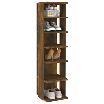 vidaXL Shoe Rack Smoked Oak 27.5x27x102 cm Engineered Wood 5