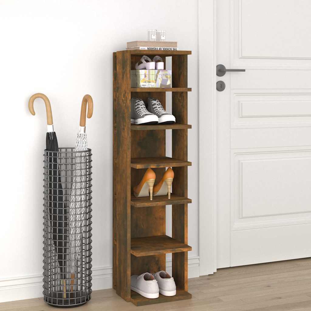 vidaXL Shoe Rack Smoked Oak 27.5x27x102 cm Engineered Wood 1