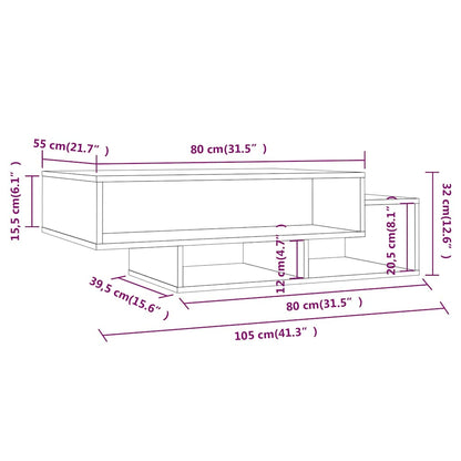 vidaXL Coffee Table Smoked Oak 105x55x32 cm Engineered Wood 6