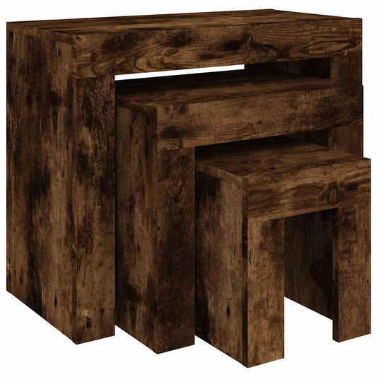 815984 vidaXL Nesting Coffee Tables 3 pcs Smoked Oak Engineered Wood 2