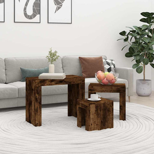 815984 vidaXL Nesting Coffee Tables 3 pcs Smoked Oak Engineered Wood 1