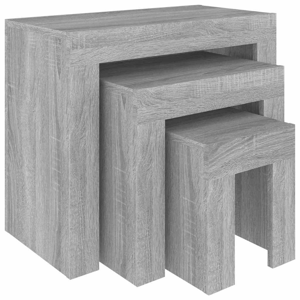 vidaXL Nesting Coffee Tables 3 pcs Grey Sonoma Engineered Wood 2