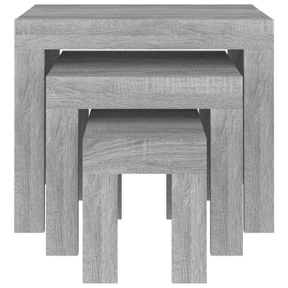vidaXL Nesting Coffee Tables 3 pcs Grey Sonoma Engineered Wood 4