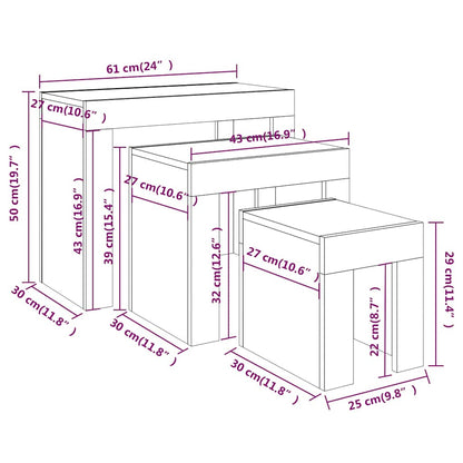 vidaXL Nesting Coffee Tables 3 pcs Grey Sonoma Engineered Wood 6
