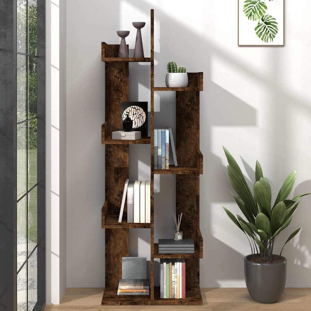 816005 vidaXL Book Cabinet 48x25,5x140 cm Smoked Oak Engineered Wood 1